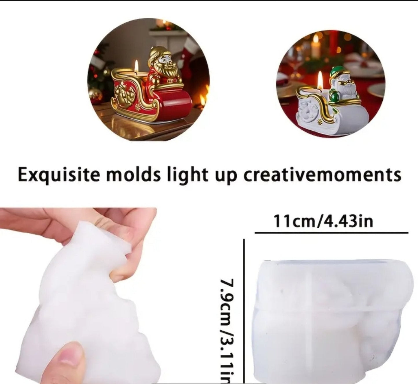 Silikonski kalup deda mraz sanke KL217 wood-laser-shop