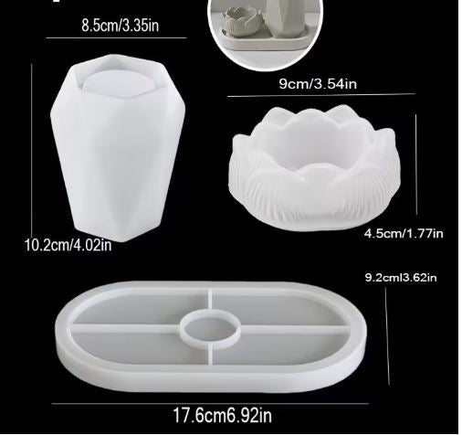 Silikonski kalup set 3 komada vazna,tacna i cinija KL68 W wood-laser-shop
